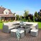 7 Pieces Patio Rattan Dining Furniture Sectional Sofa Set With Wicker Ottoman